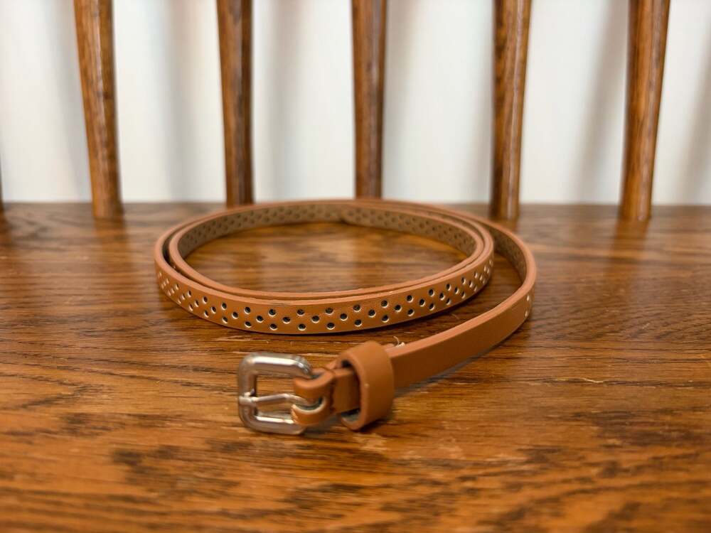 Old Navy Women's Brown Skinny Perforated Leather Belt